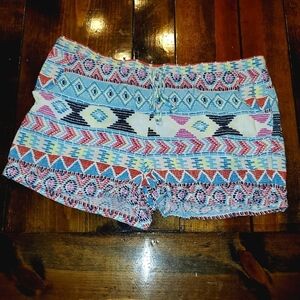 Aztec Tribal Print Lightweight Drawstring Shorts XL 15-17